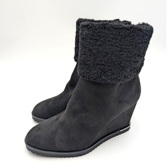 DKNY Powell Wedge Booties Round Toe Back Zip Women's Black Size US7M EU37.5B - Picture 2 of 12